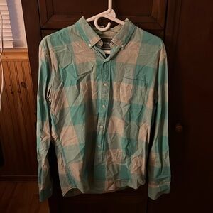 Bonobos green and grey checkered button down shirt